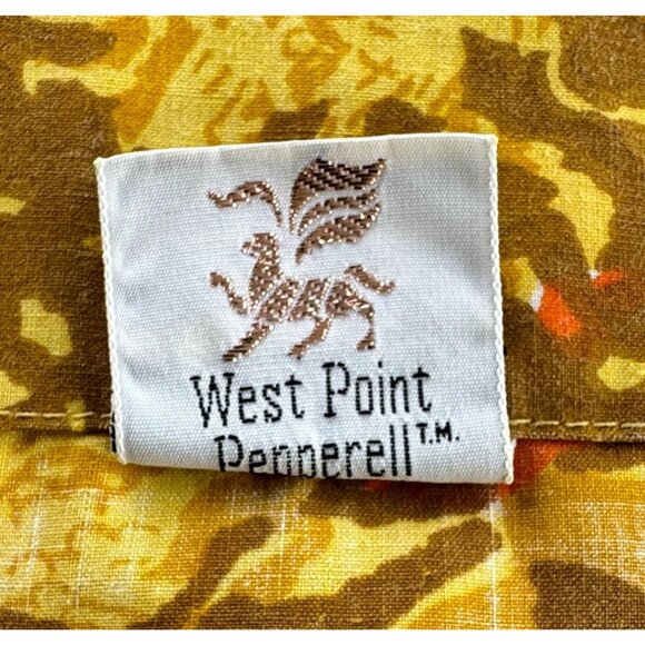 Vintage 70s flat sheet, orange, brown, yellow flowers, queen size, Pepperell - Picture 5 of 8